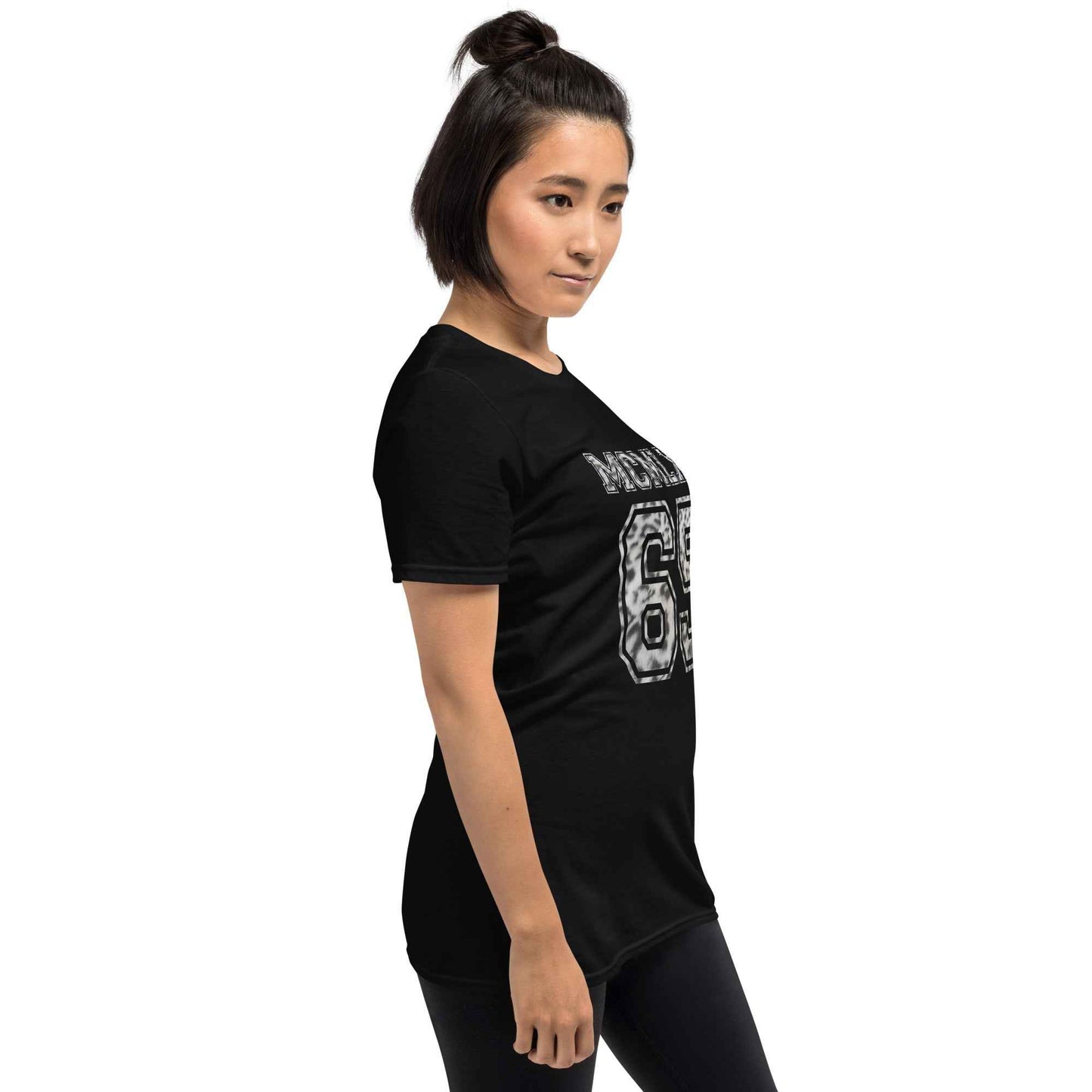 65 MCMLXV Women's Snow Leopard Varsity Logo Graphic T-Shirt