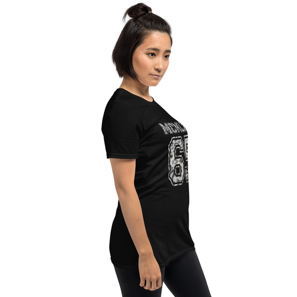 65 MCMLXV Women's Snow Leopard Varsity Logo Graphic T-Shirt - 65mcmlxv