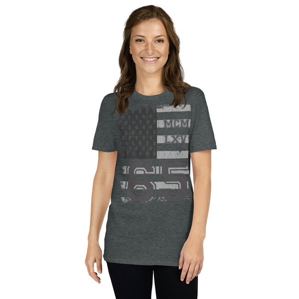 65 MCMLXV Women's Vintage USA Flag Americana Graphic T-Shirt - 65mcmlxv