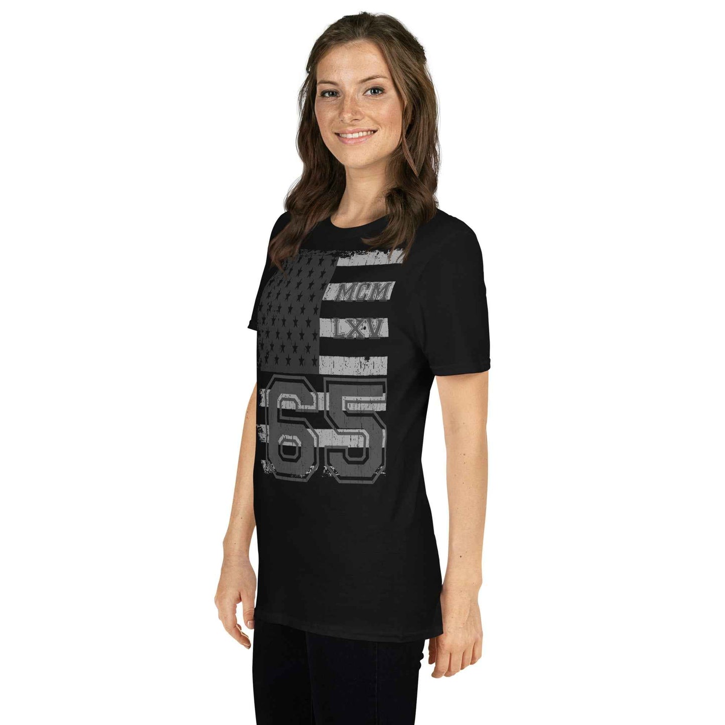 65 MCMLXV Women's Vintage USA Flag Americana Graphic T-Shirt