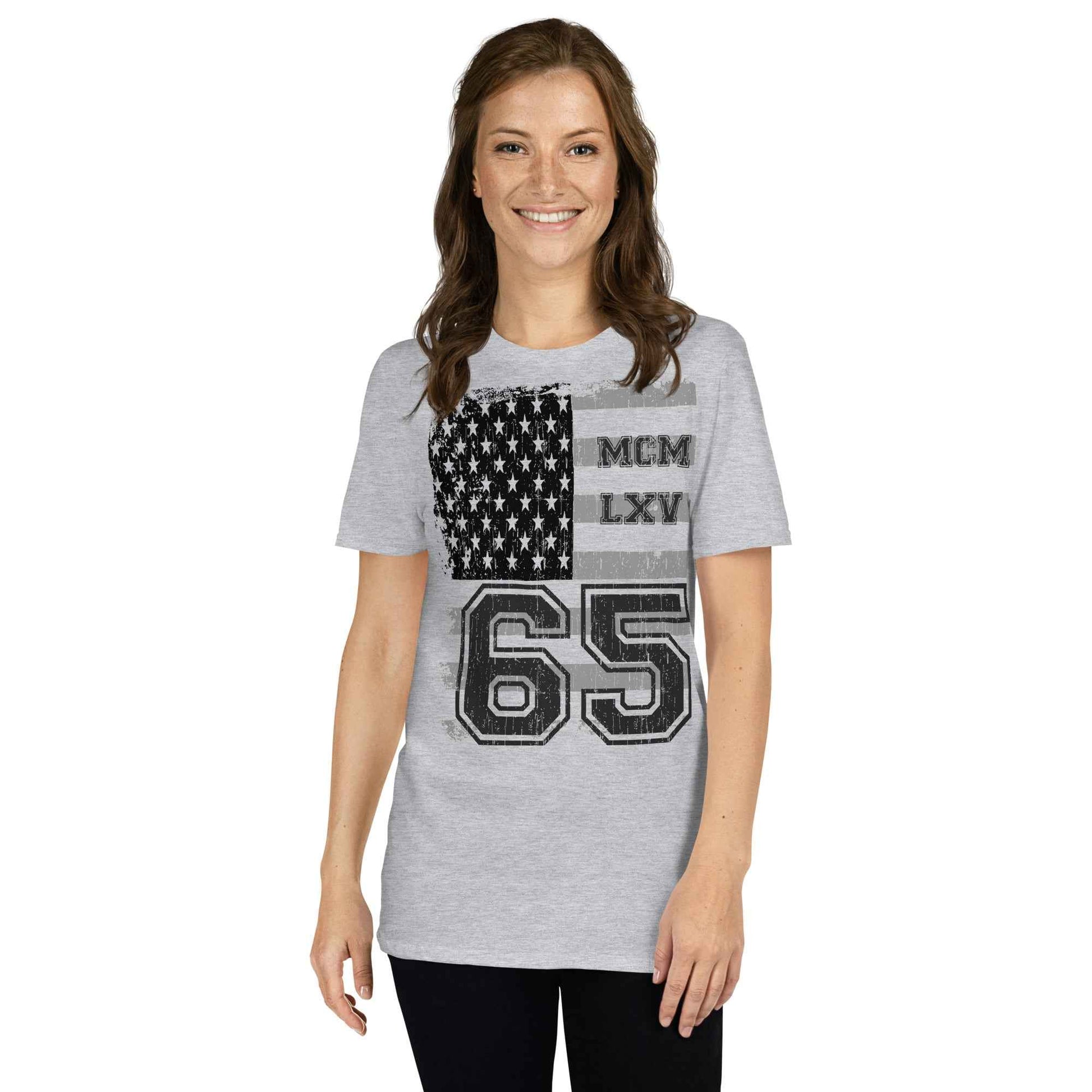 65 MCMLXV Women's Vintage USA Flag Americana Graphic T-Shirt
