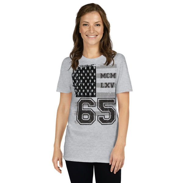 65 MCMLXV Women's Vintage USA Flag Americana Graphic T-Shirt - 65mcmlxv