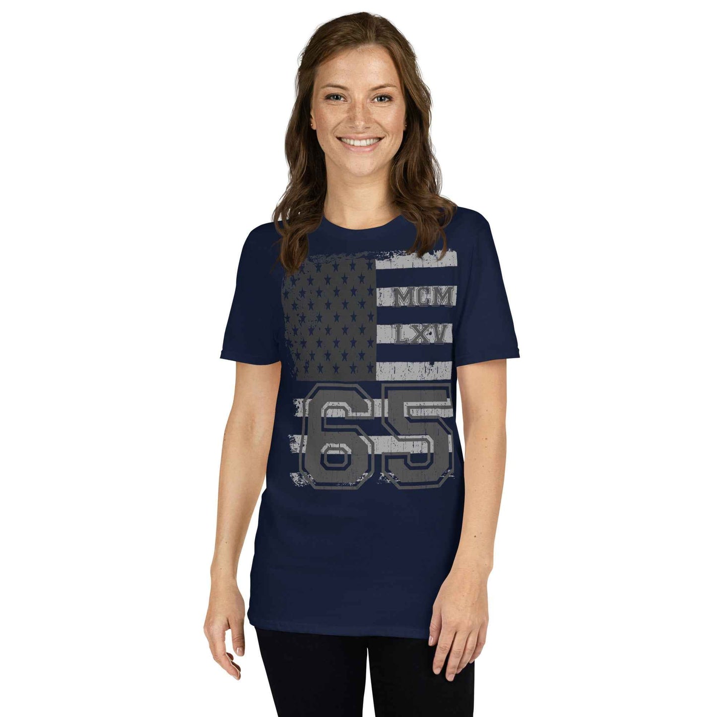 65 MCMLXV Women's Vintage USA Flag Americana Graphic T-Shirt
