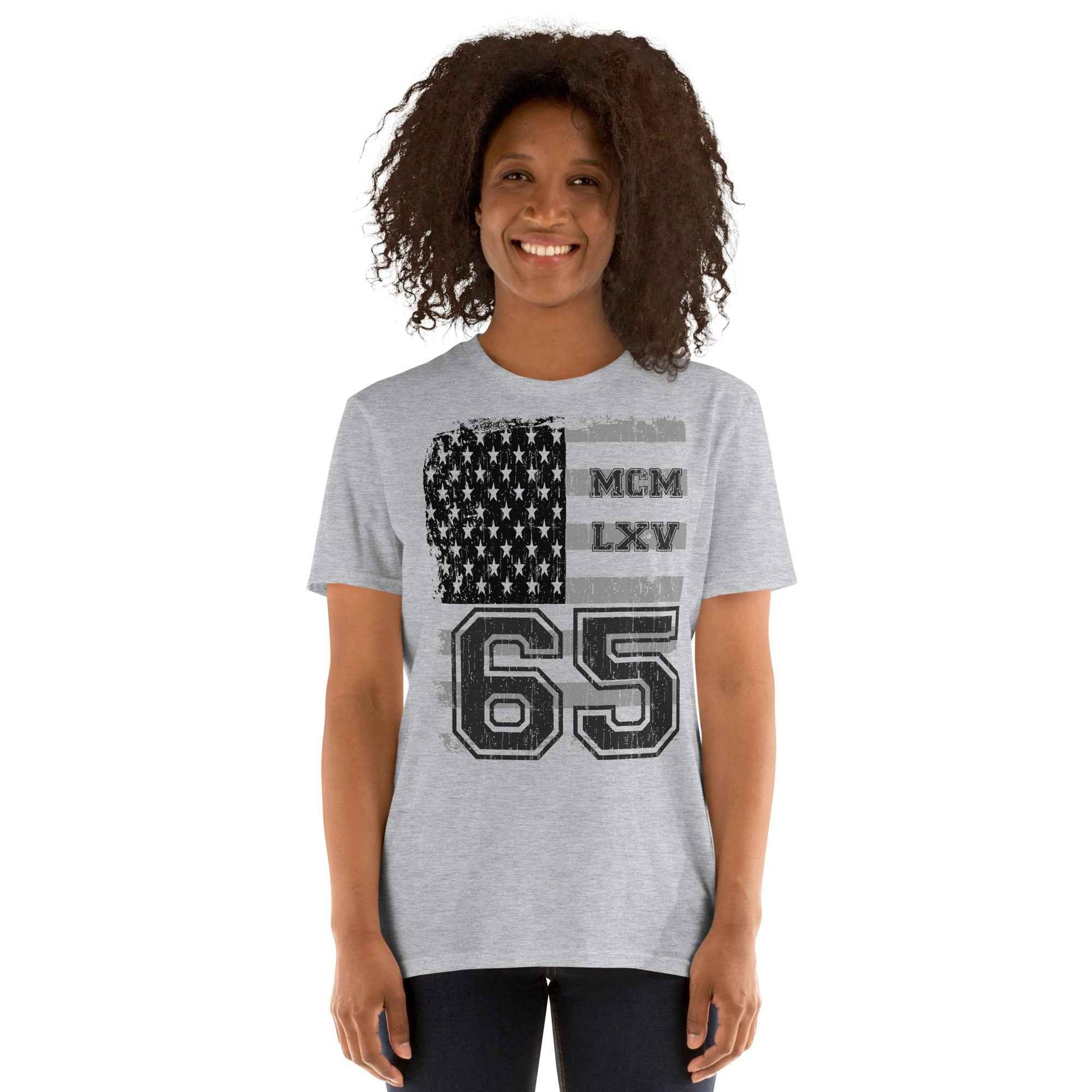 65 MCMLXV Women's Vintage USA Flag Americana Graphic T-Shirt