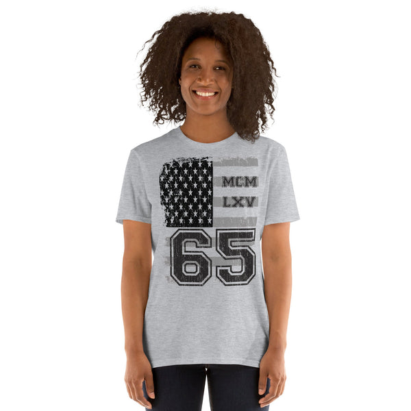 65 MCMLXV Women's Vintage USA Flag Americana Graphic T-Shirt - 65mcmlxv