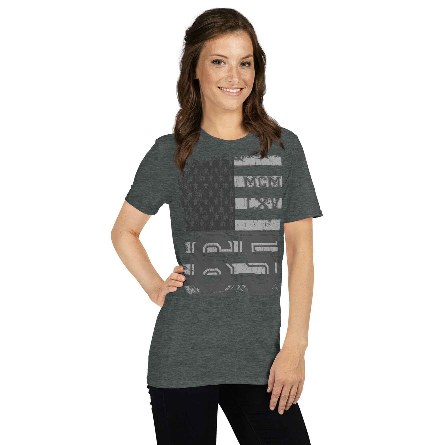 65 MCMLXV Women's Vintage USA Flag Americana Graphic T-Shirt