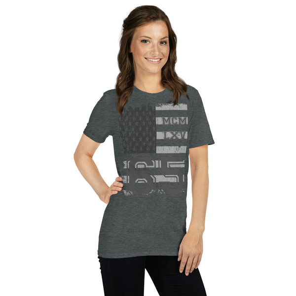 65 MCMLXV Women's Vintage USA Flag Americana Graphic T-Shirt - 65mcmlxv