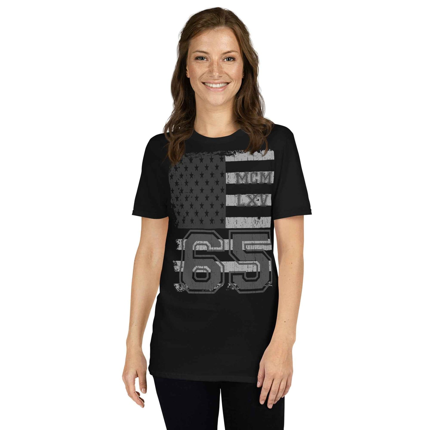 65 MCMLXV Women's Vintage USA Flag Americana Graphic T-Shirt
