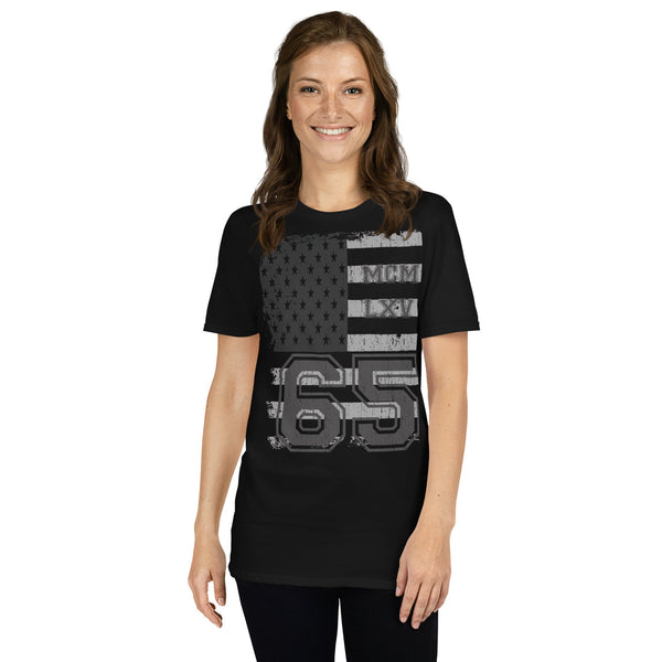 65 MCMLXV Women's Vintage USA Flag Americana Graphic T-Shirt - 65mcmlxv