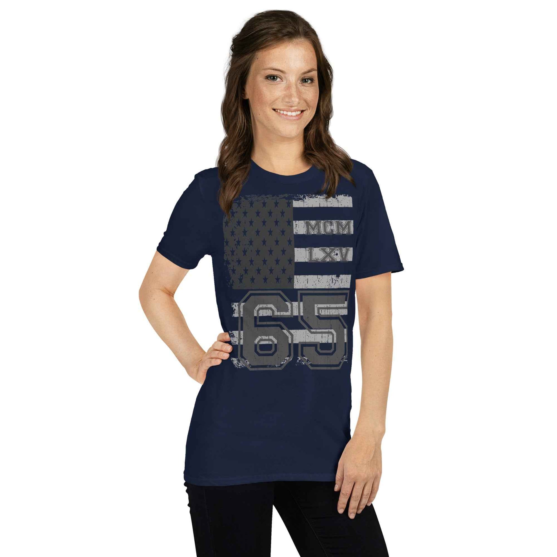 65 MCMLXV Women's Vintage USA Flag Americana Graphic T-Shirt