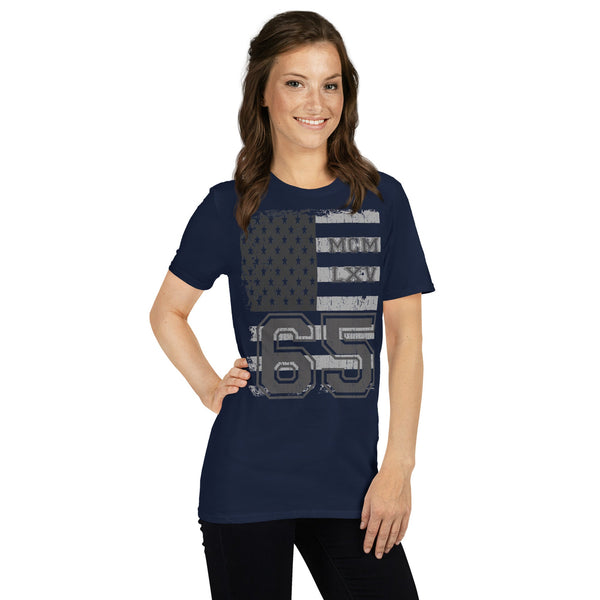 65 MCMLXV Women's Vintage USA Flag Americana Graphic T-Shirt - 65mcmlxv