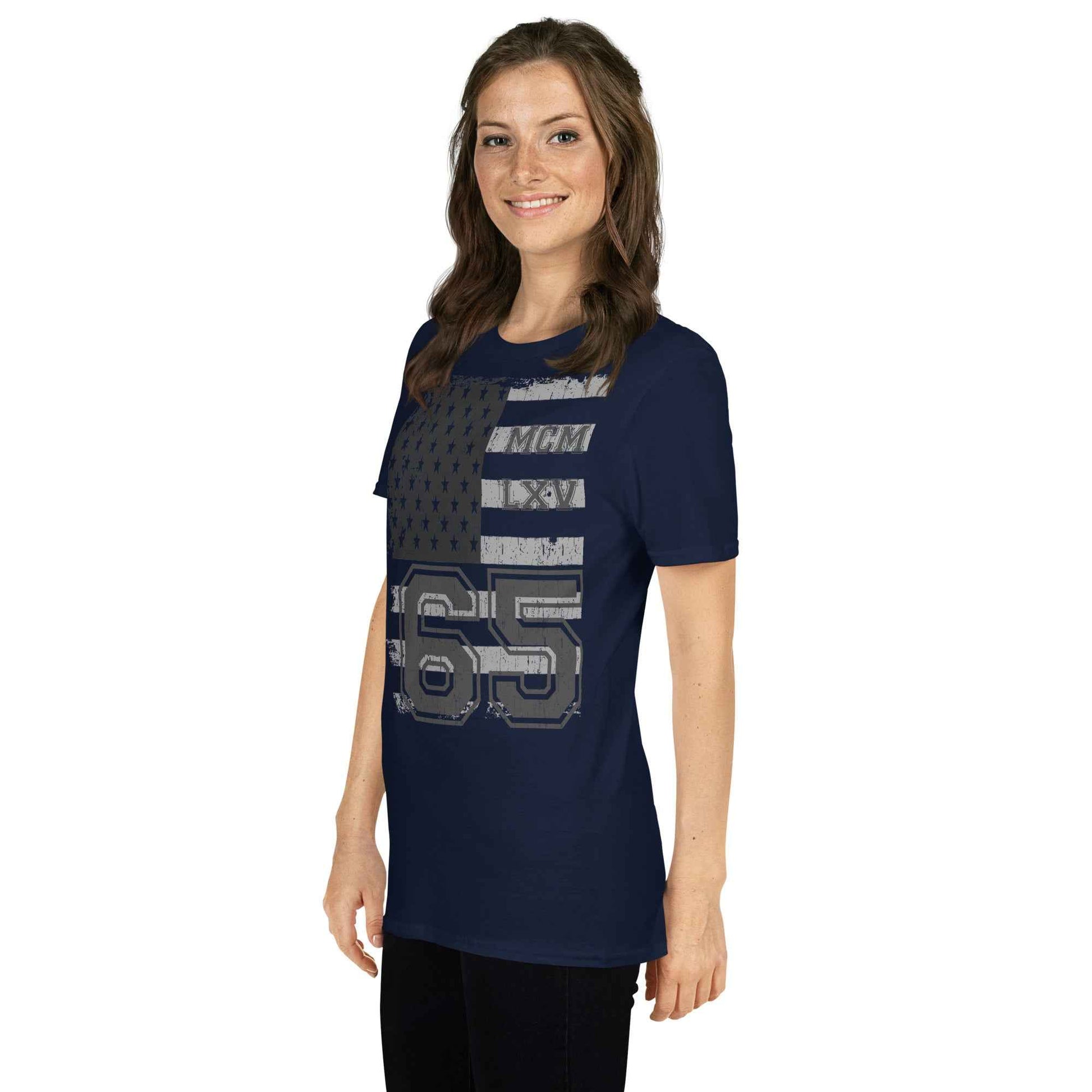 65 MCMLXV Women's Vintage USA Flag Americana Graphic T-Shirt
