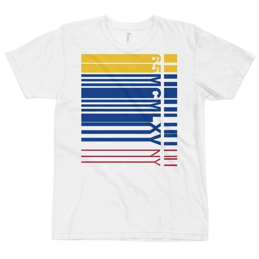 65 MCMLXV Men's NY Multi-Colored Bar Code Stripe Graphic T-Shirt