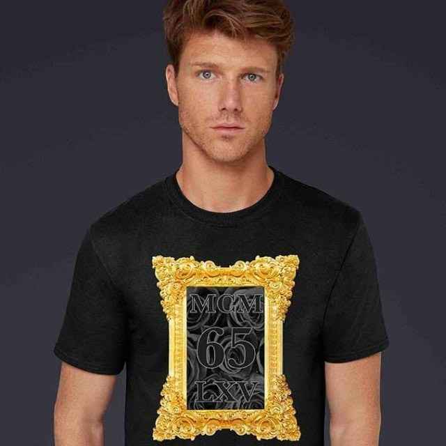 65 MCMLXV Men's Framed Black Roses Graphic T-Shirt