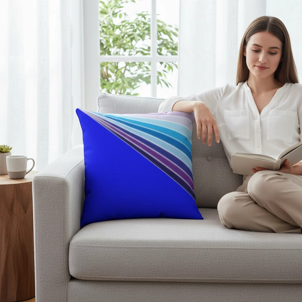 65mcmlxv blue and purple abstract streaks square pillow case, 100% polyester cover, double sided print.