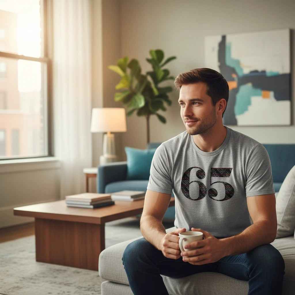 65 MCMLXV Men's 65 Logo Typography Graphic T-Shirt