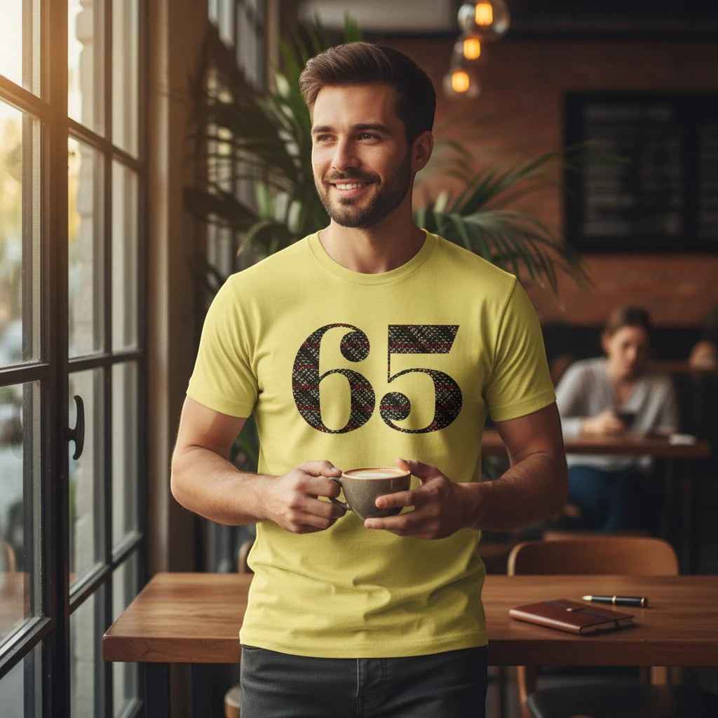 65 MCMLXV Men's 65 Logo Typography Graphic T-Shirt