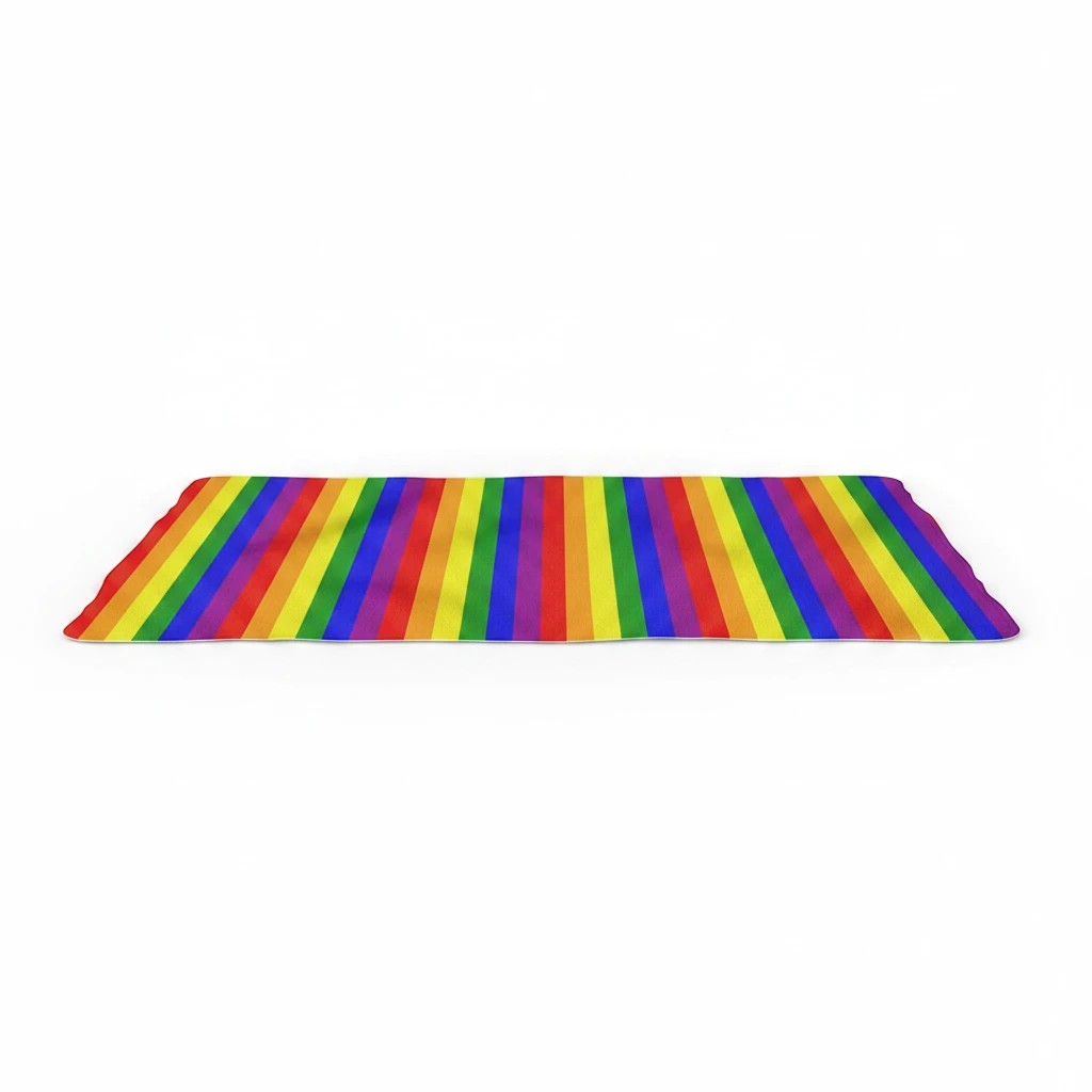 65mcmlxv rainbow stripe pet blanket made of polyester fleece. 70x90cm.