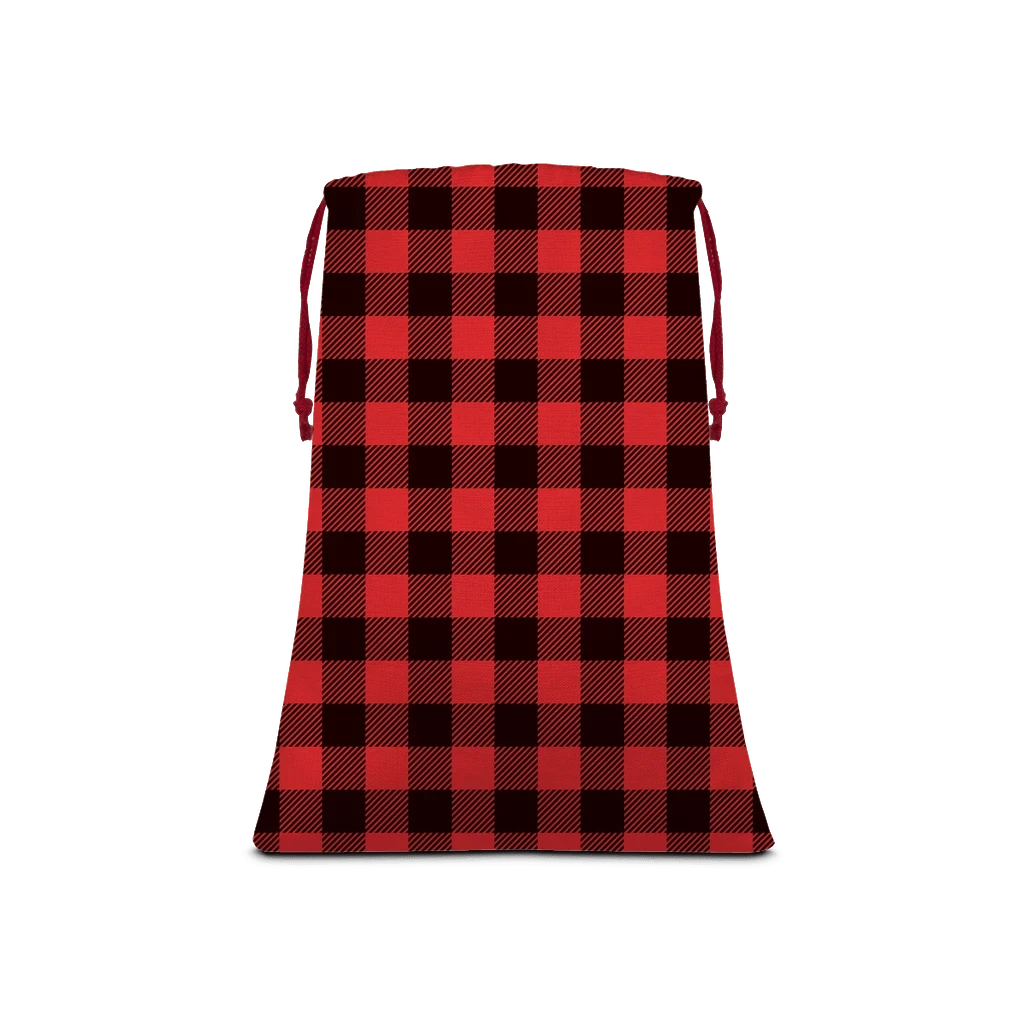 65mcmlxv red and black buffalo plaid print linen drawstring sack bag