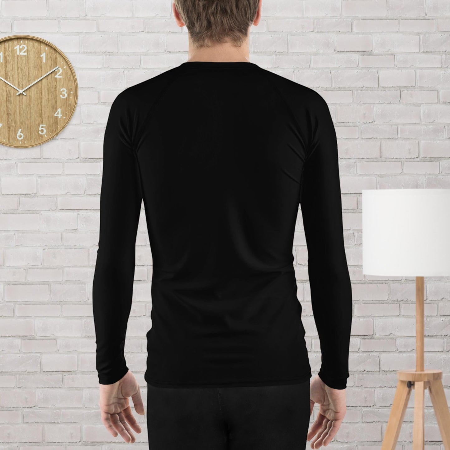 65mcmlxv Unisex black long sleeve baseball t-shirt with crew neck and side seams. 100% polyester.