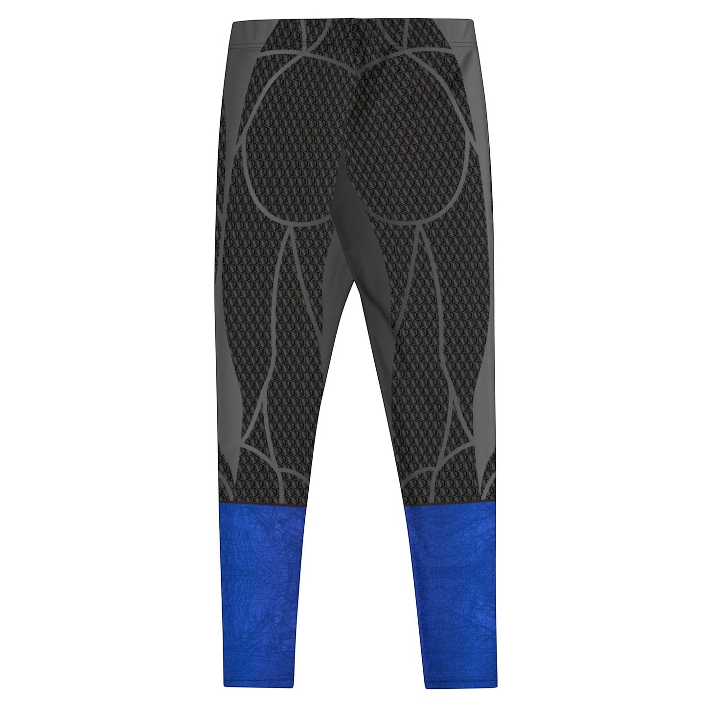 65mcmlxv womens grey leggings with blue textured lower legs and anatomical muscle print detail