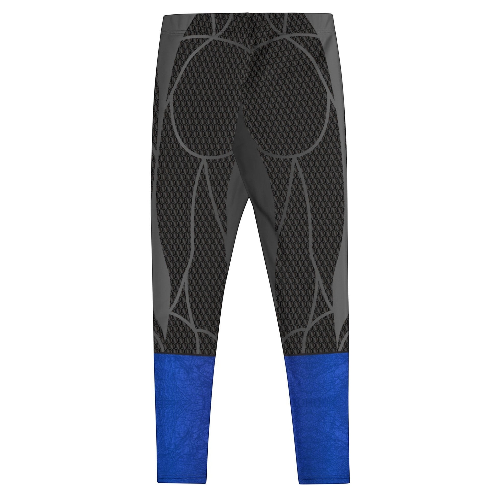 65mcmlxv womens grey leggings with blue textured lower legs and anatomical muscle print detail