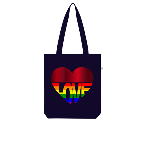 65 MCMLXV LGBT Rainbow Flag Love Heart Print Organic Tote Bag