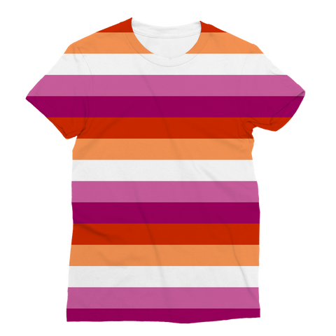 65 MCMLXV Women's LGBT Lesbian Pride Sunset Flag Print T-Shirt