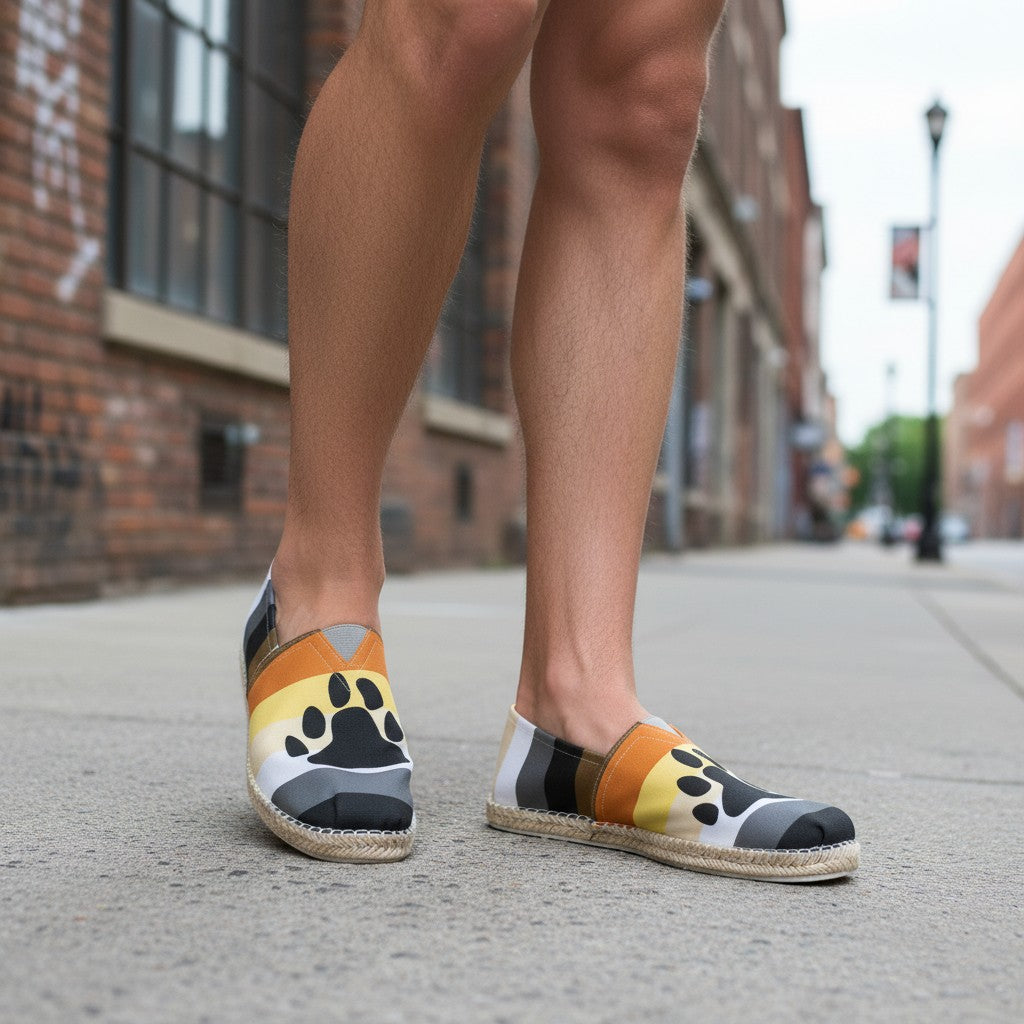 65 MCMLXV Men's LGBT Bear Pride Flag Print Canvas Shoes