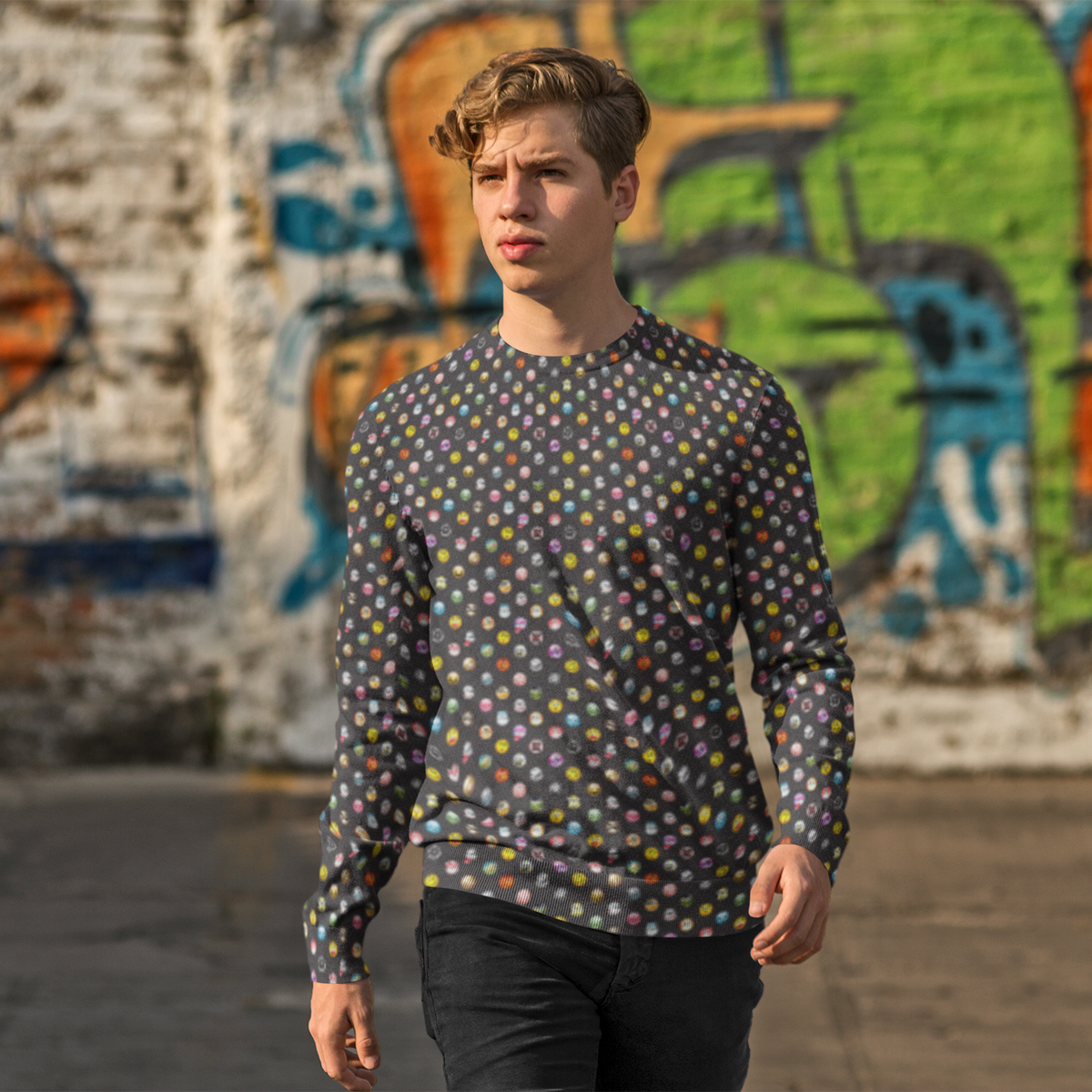 65 MCMLXV Unisex Cosplay Emoji Print Fleece Sweatshirt