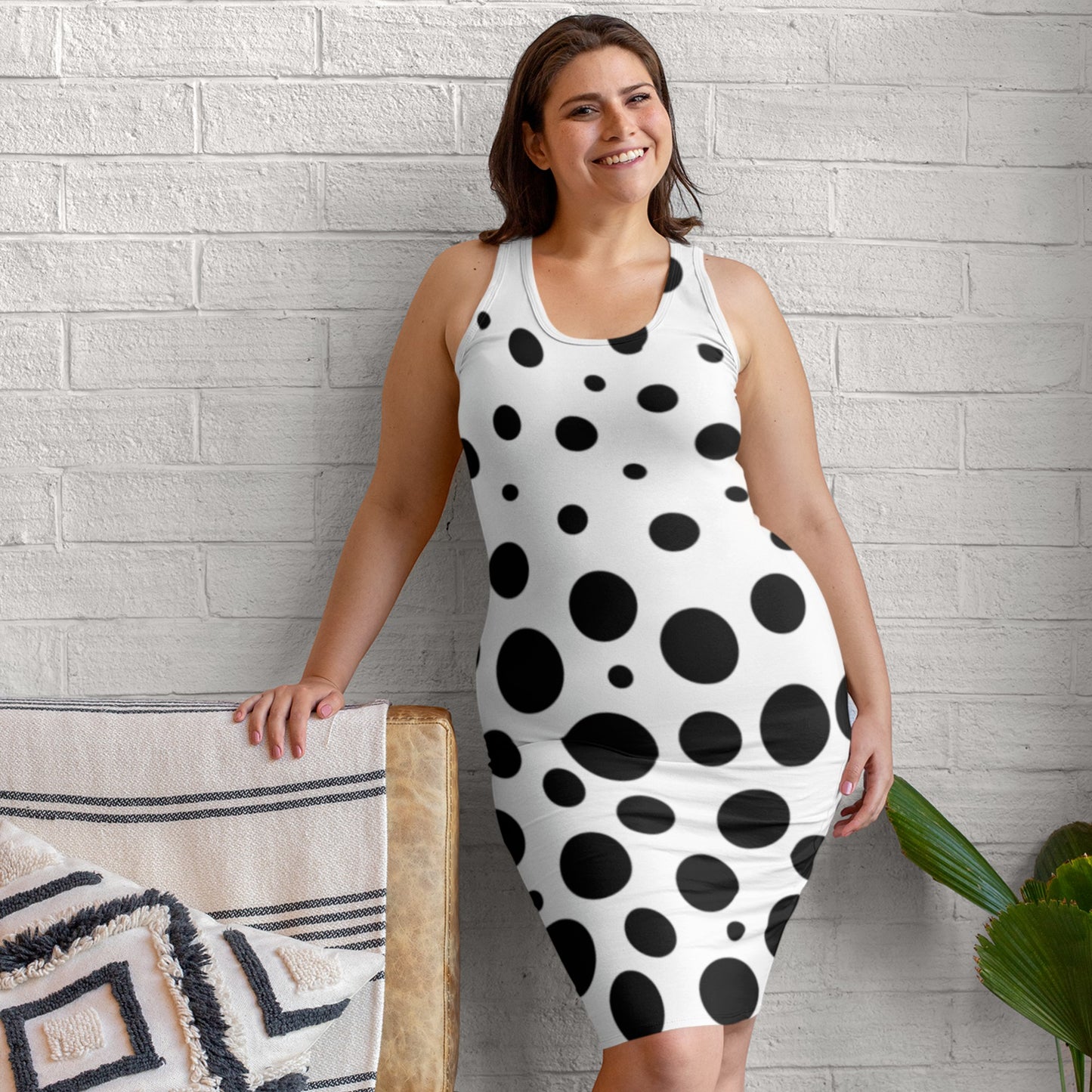 65 MCMLXV Sleeveless Polka Dot Bodycon Dress