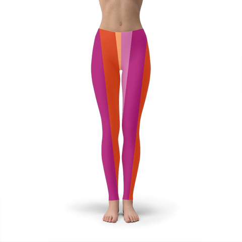 65 MCMLXV Women's LGBT Lesbian Pride Sunset Flag Print Leggings