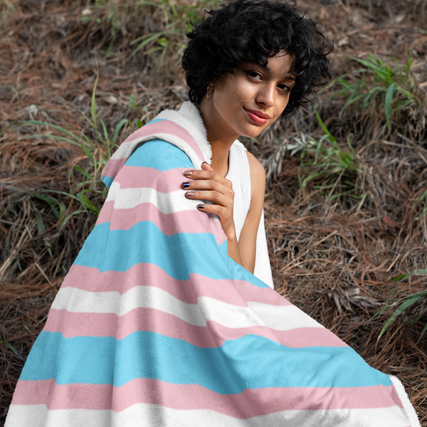 65 MCMLXV Unisex LGBT Transgender Pride Flag Hooded Blanket 72x55