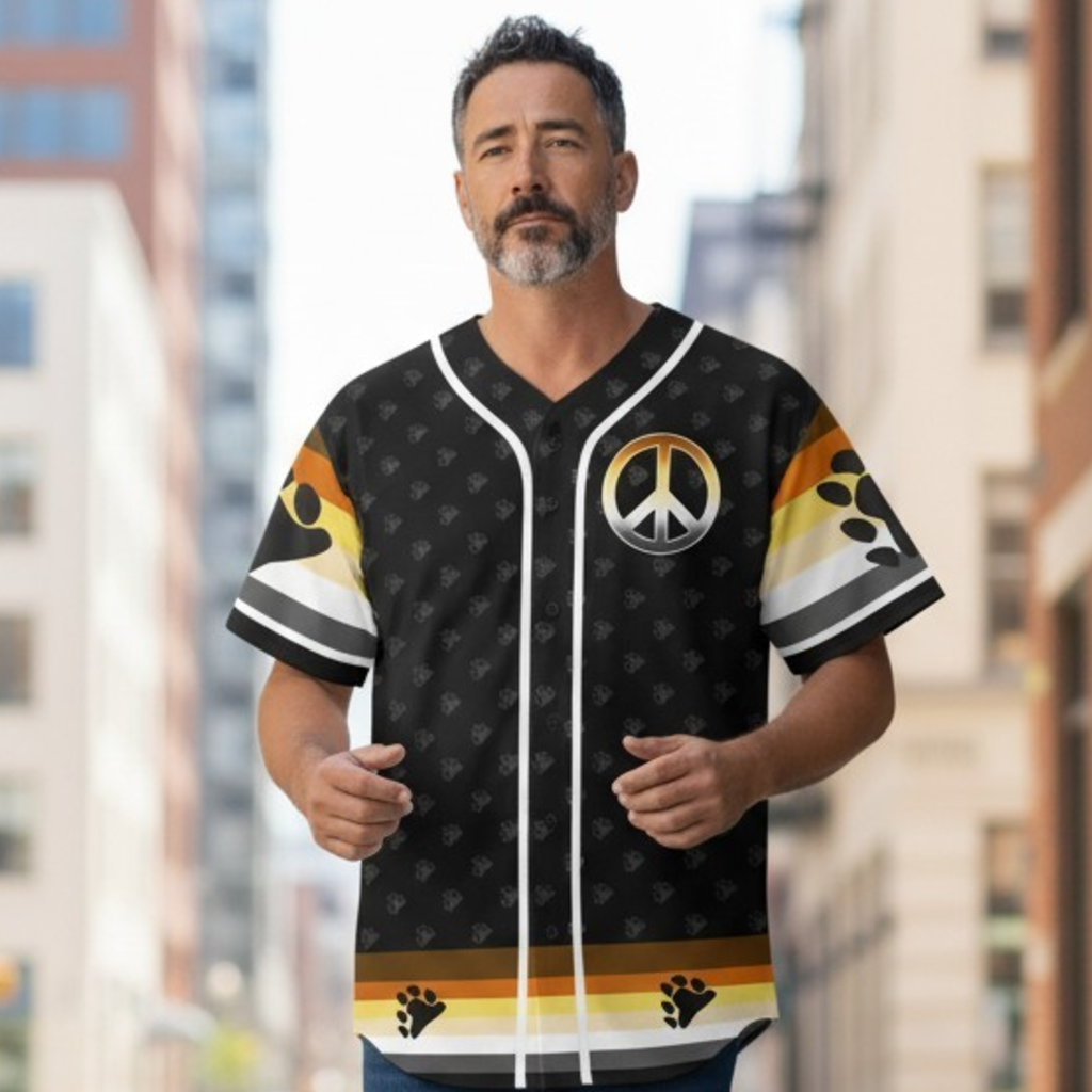 65 MCMLXV Men's LGBT Bear Pride Flag Print Baseball Jersey
