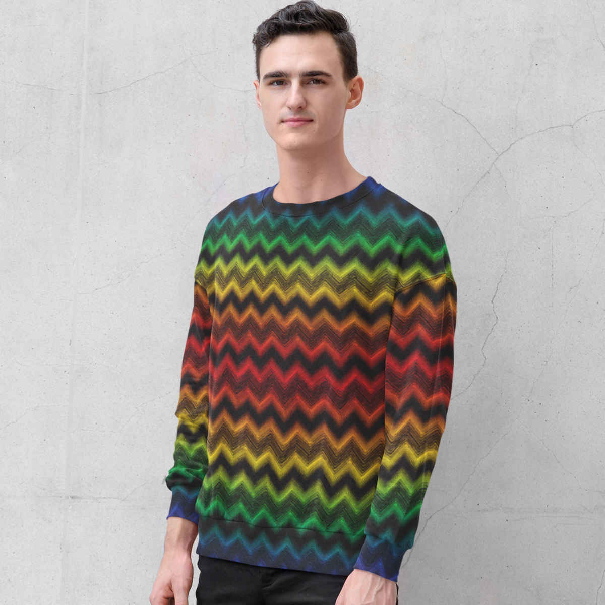 65 MCMLXV Unisex LGBT Pride Chevron Print Fleece Sweatshirt