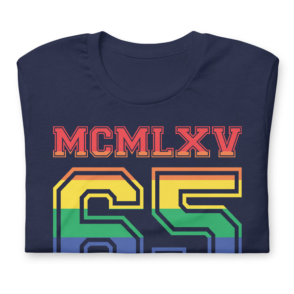 65 MCMLXV Women's LGBT Pride Varsity Logo Graphic T-Shirt