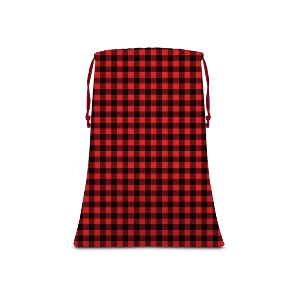 65 MCMLXV Red Buffalo Plaid Print Linen Drawstring Sack Bag