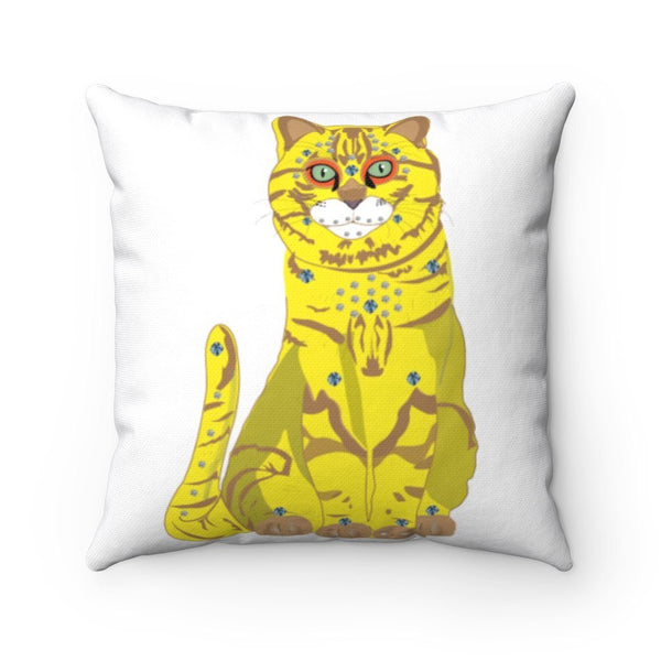 65 MCMLXV Bejeweled Yellow and Blue 70s Disco Cats Square Pillow Case - 65mcmlxv