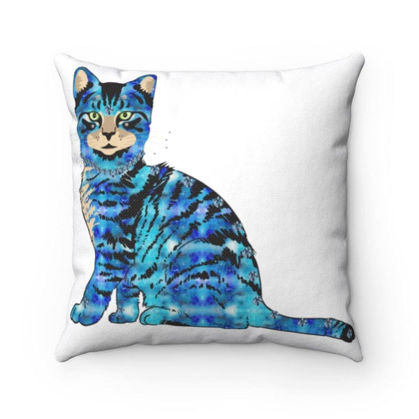 65 MCMLXV Bejeweled Yellow and Blue 70s Disco Cats Square Pillow Case - 65mcmlxv