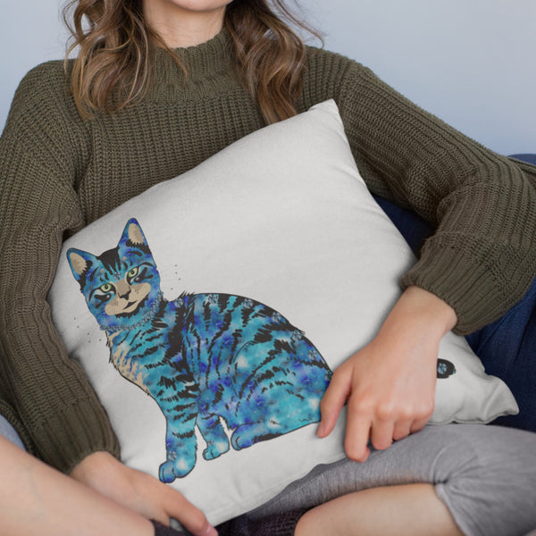65 MCMLXV Bejeweled Yellow and Blue 70s Disco Cats Square Pillow Case - 65mcmlxv