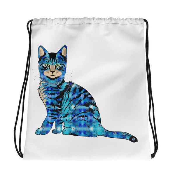 65 MCMLXV Bejeweled Yellow and Blue Disco Cats Drawstring Bag - 65mcmlxv