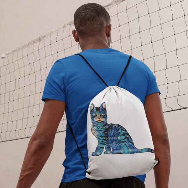 65 MCMLXV Bejeweled Yellow and Blue Disco Cats Drawstring Bag - 65mcmlxv