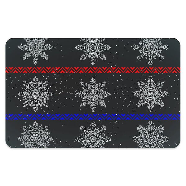 65 MCMLXV Black Christmas Snowflake Pet Placemat - 65mcmlxv