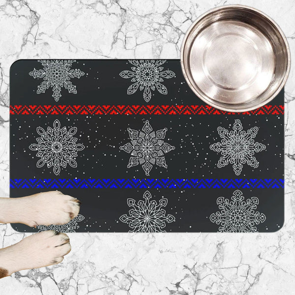 65 MCMLXV Black Christmas Snowflake Pet Placemat - 65mcmlxv