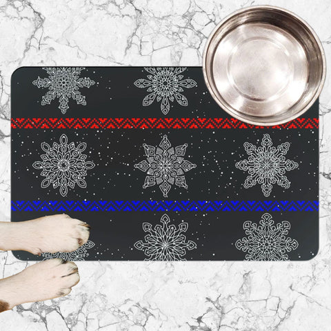 65 MCMLXV Black Christmas Snowflake Pet Placemat - 65mcmlxv