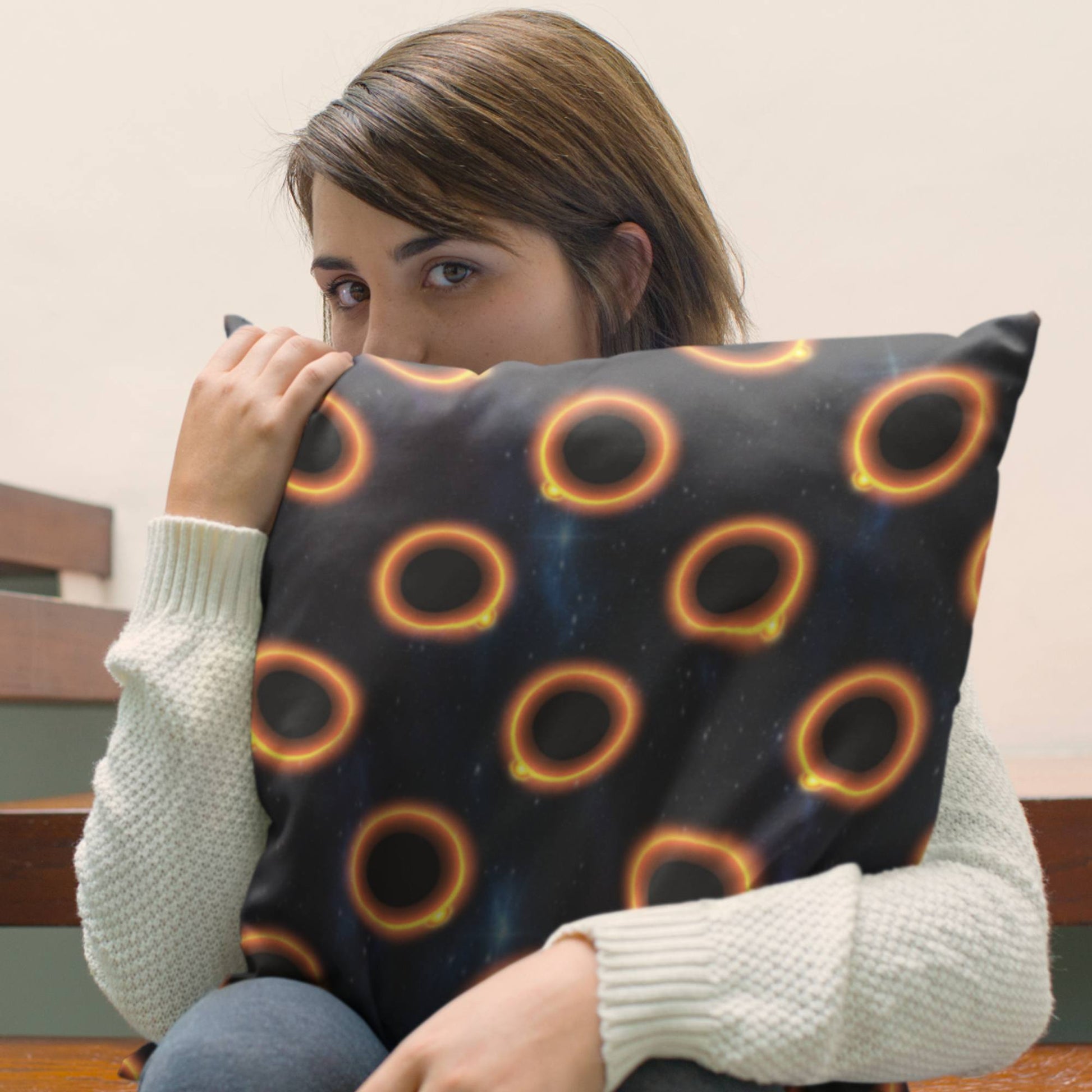 65 MCMLXV Black Solar Eclipse Polka Dot Pattern Cushion Cover/Pillow Case - 65mcmlxv