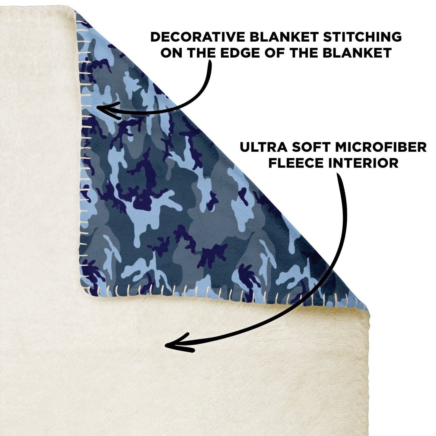 65 MCMLXV Blue Camouflage Print Microfleece Blanket - 65mcmlxv