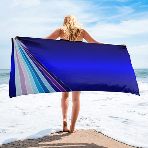 65 MCMLXV Blue Streaks of Light Beach Towel - 65mcmlxv