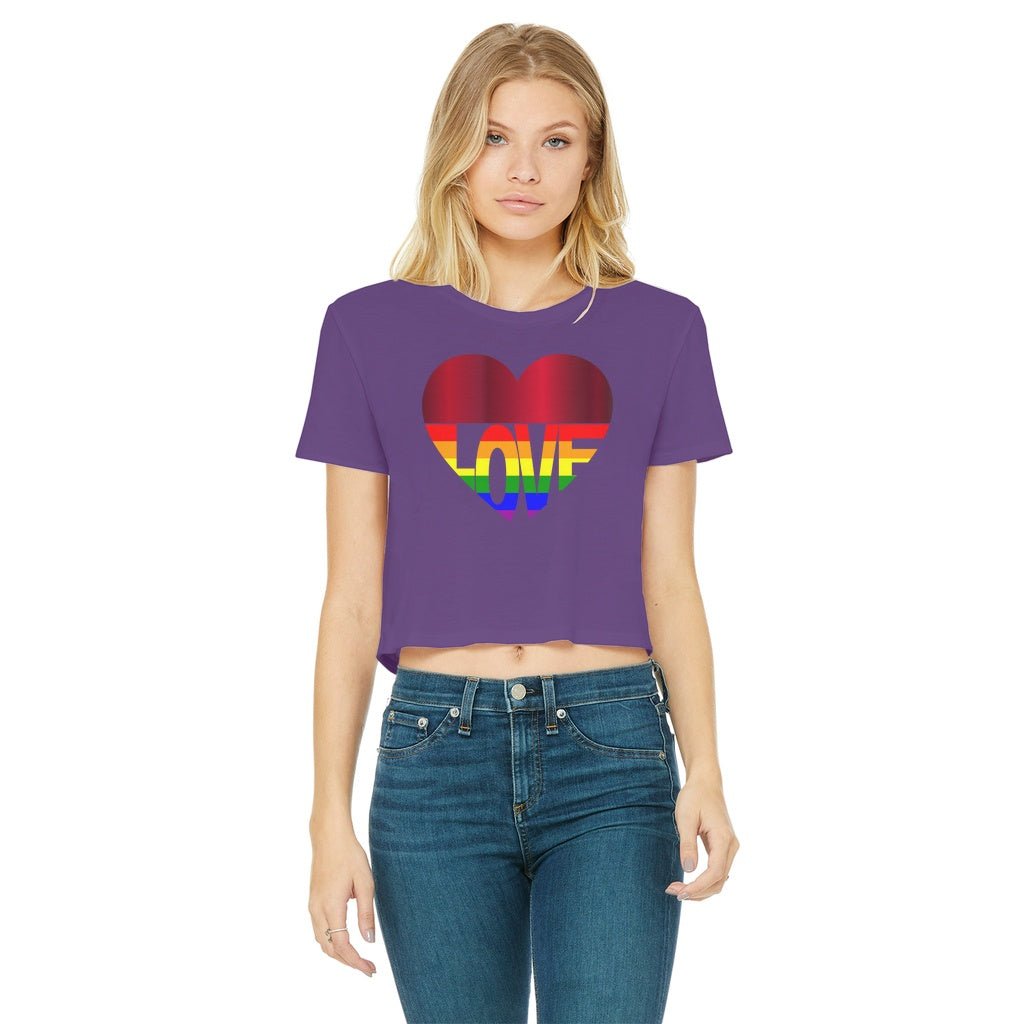 65 MCMLXV Cropped LGBT Rainbow Flag Love Heart Graphic T-Shirt