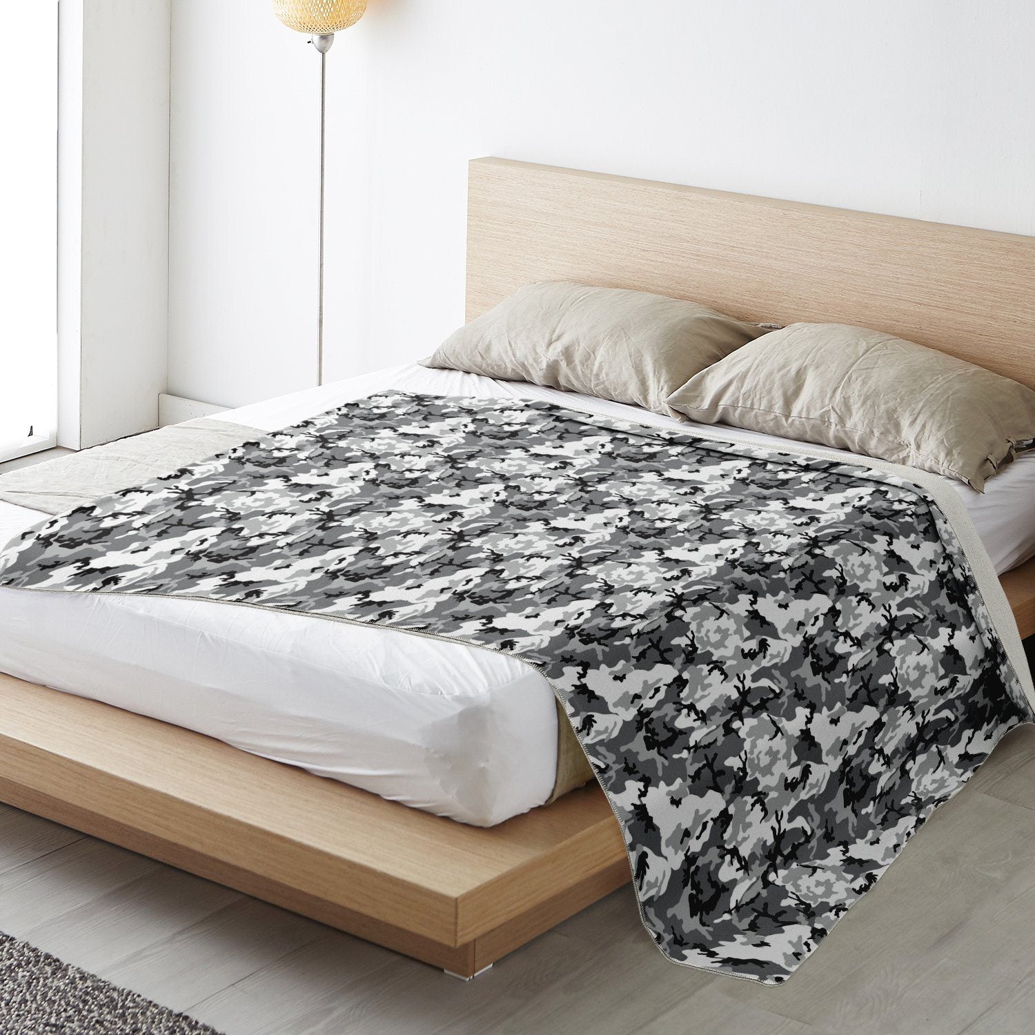 65 MCMLXV Grey Camouflage Print Microfleece Blanket - 65mcmlxv